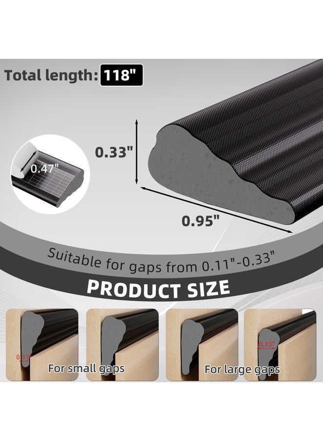 MUSRCYIO 118" Wedge Weather Stripping Door Seal Strip for Door Frame & Window,Self Adhesive Window Insulation Draft Stopper Seal for Winter,Gray Foam Door Gap Filler for Soundproofing Light Blocker,Black - Image 2