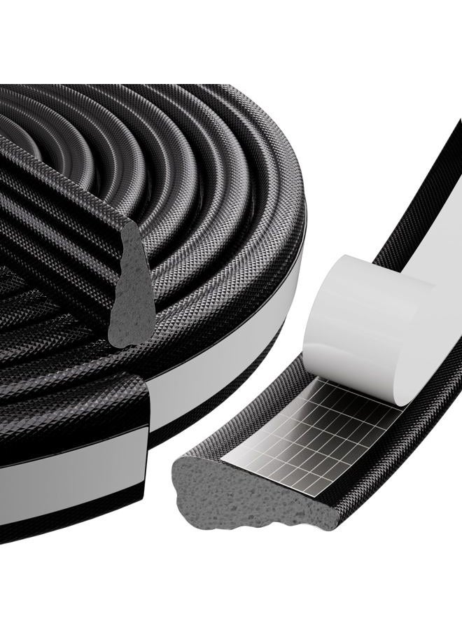MUSRCYIO 118" Wedge Weather Stripping Door Seal Strip for Door Frame & Window,Self Adhesive Window Insulation Draft Stopper Seal for Winter,Gray Foam Door Gap Filler for Soundproofing Light Blocker,Black - Image 1