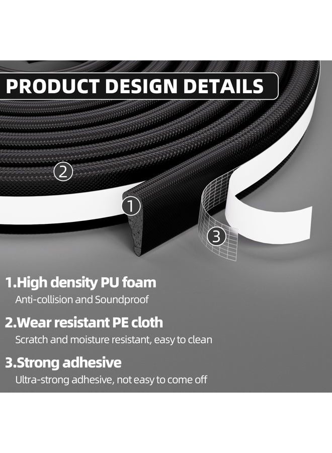 MUSRCYIO 118" Wedge Weather Stripping Door Seal Strip for Door Frame & Window,Self Adhesive Window Insulation Draft Stopper Seal for Winter,Gray Foam Door Gap Filler for Soundproofing Light Blocker,Black - Image 3