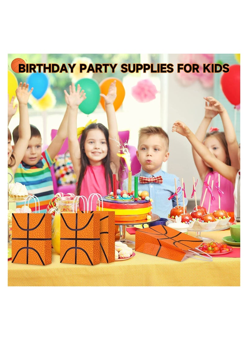 SYOSI - 12 Pcs Basketball Party Bags Baseball Gift Goodie Favor Bags Basketball Treat Candy Goody Bags Party Decorations Basketball Birthday Bag with Handle for Kids Basketball Theme Birthday - Image 1
