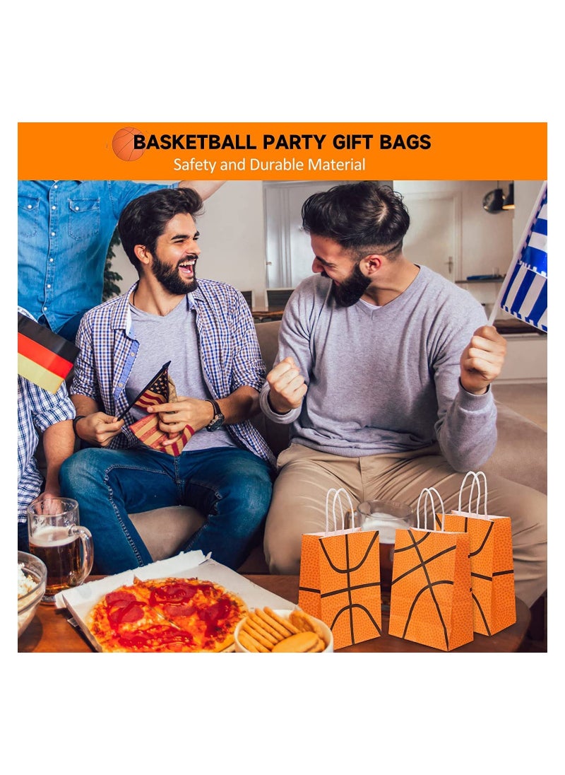 SYOSI - 12 Pcs Basketball Party Bags Baseball Gift Goodie Favor Bags Basketball Treat Candy Goody Bags Party Decorations Basketball Birthday Bag with Handle for Kids Basketball Theme Birthday - Image 1