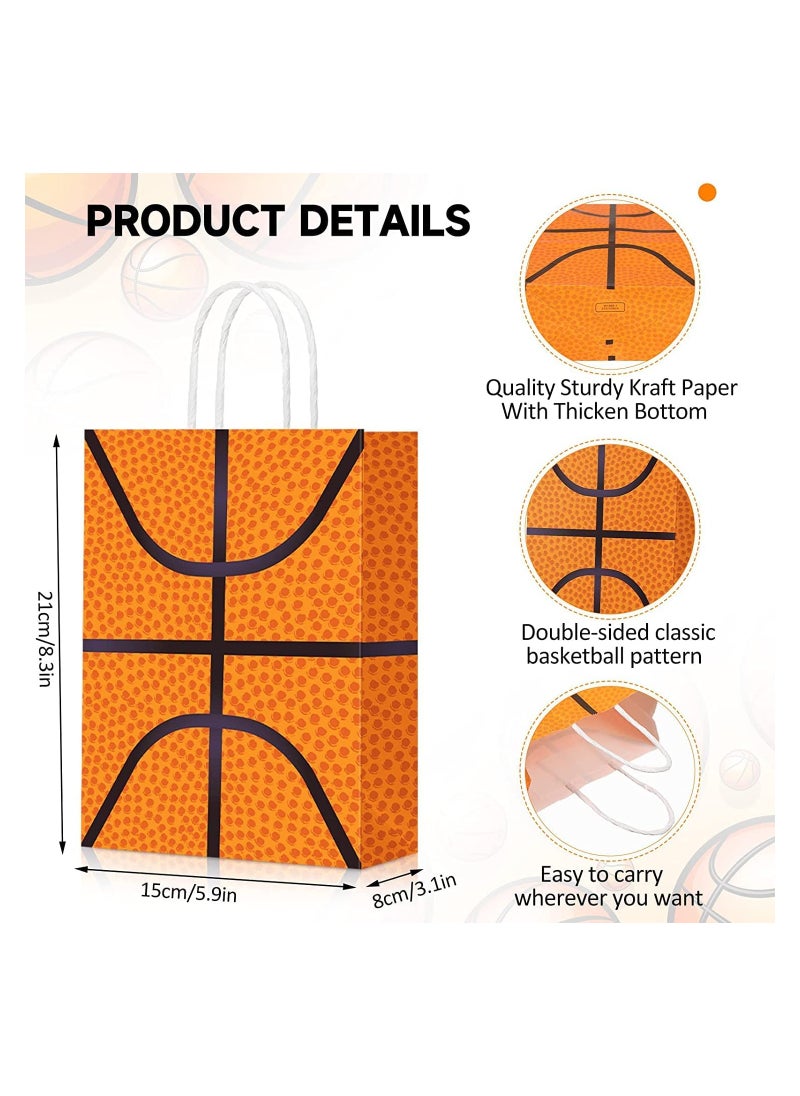 SYOSI - 12 Pcs Basketball Party Bags Baseball Gift Goodie Favor Bags Basketball Treat Candy Goody Bags Party Decorations Basketball Birthday Bag with Handle for Kids Basketball Theme Birthday - Image 1