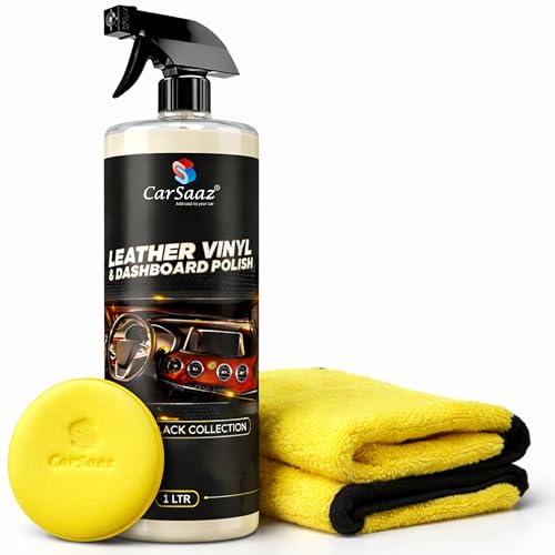 CAR SAAZ Car Dashboard Polish 1L with Applicator & Microfiber Cloth | Leather, Vinyl & Dashboard Polish | Polish for Car Interior, Seats, Plastic, Rubber, Door Panels & More | Restore, Shine & Protect - Image 1
