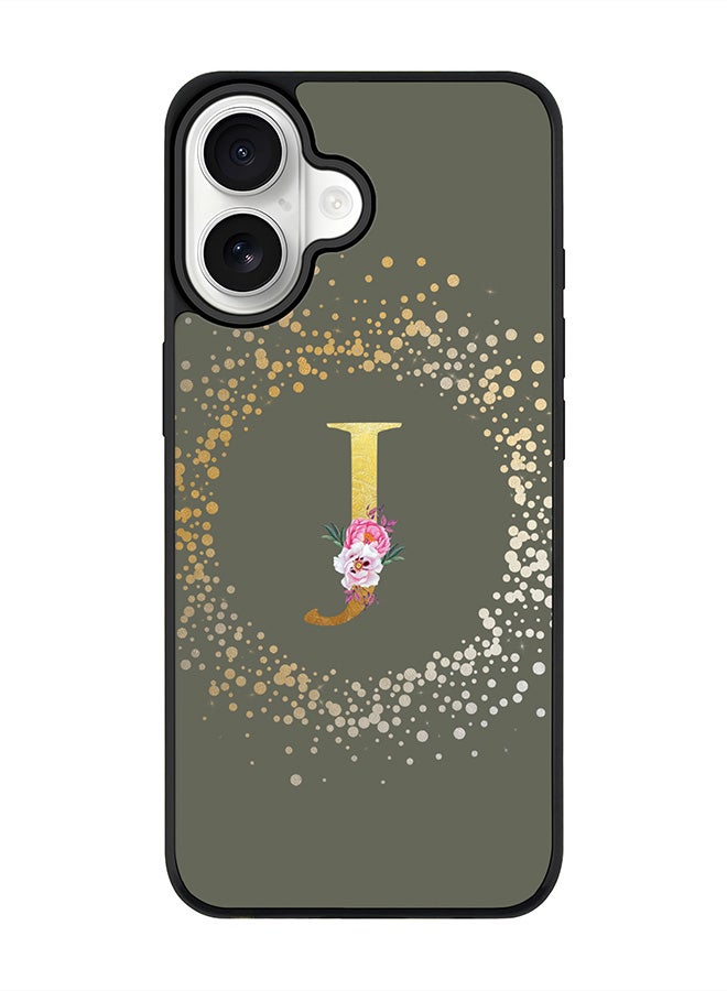 Stylizedd iPhone 17 Case, [Compatible with MagSafe] Slim Magnetic cover Phone Case iPhone 17 -Custom Monogram Floral - J  (Olive Green ) - Image 1