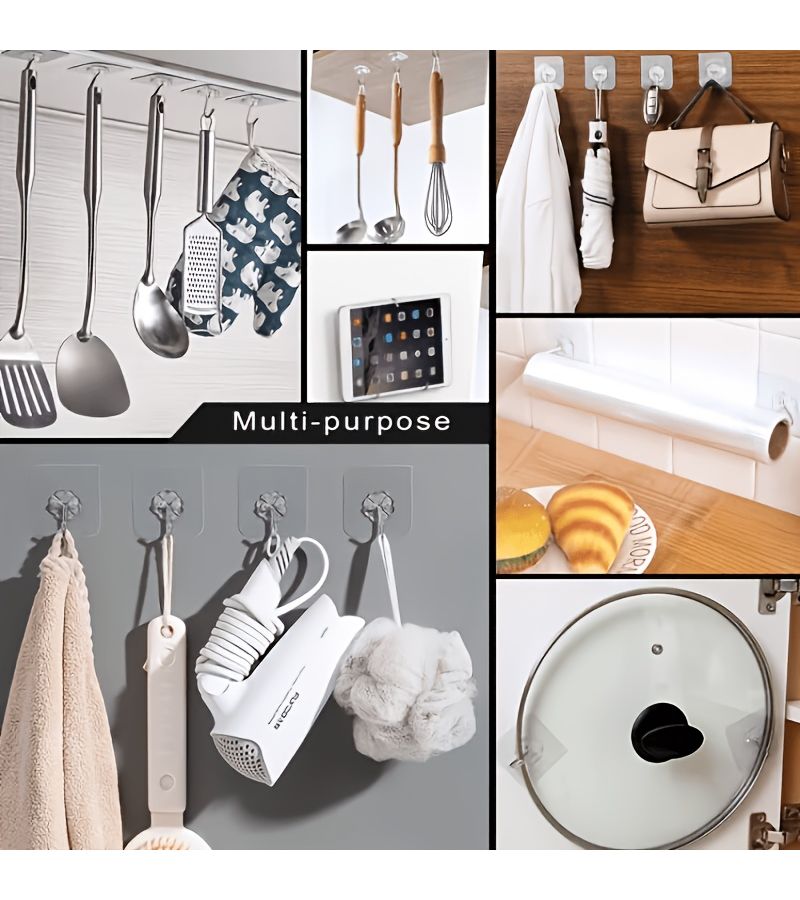 37 Transparent Strong Adhesive Hooks No Drilling Wall Safe High Load Bearing - Image 1