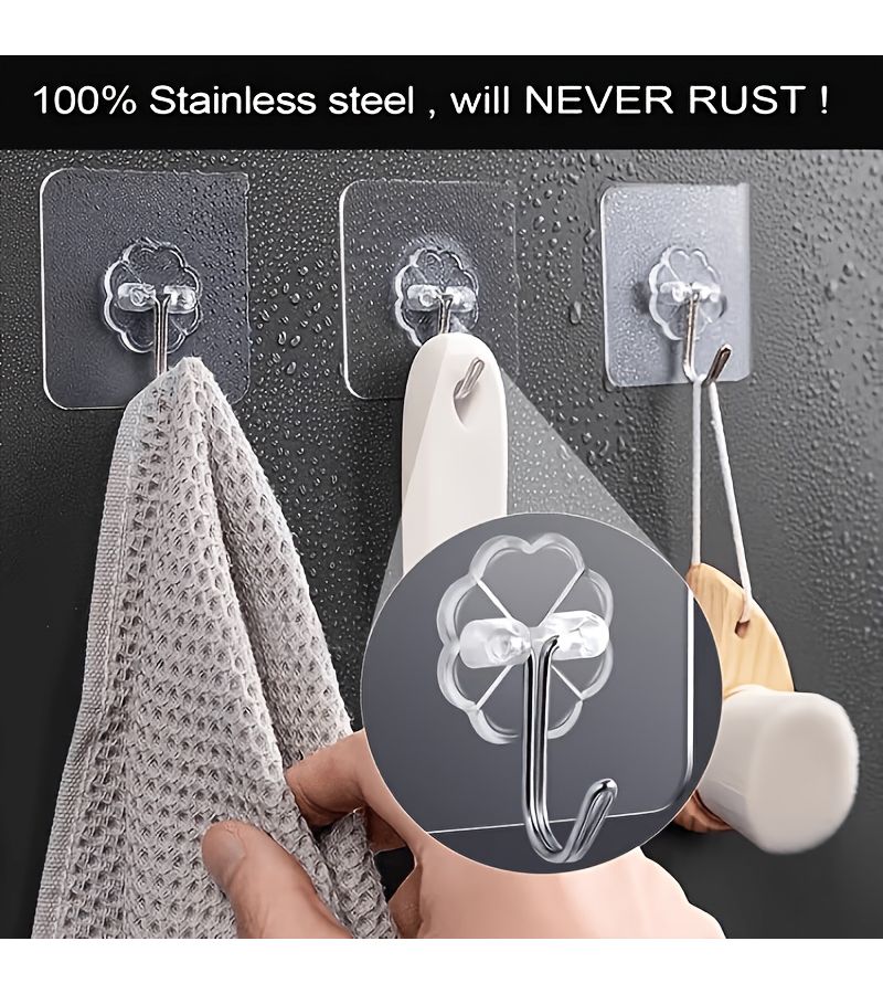 37 Transparent Strong Adhesive Hooks No Drilling Wall Safe High Load Bearing - Image 5