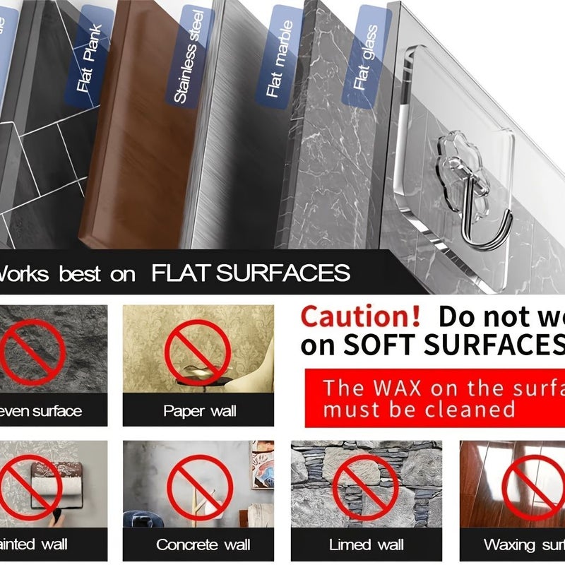 37 Transparent Strong Adhesive Hooks No Drilling Wall Safe High Load Bearing - Image 3