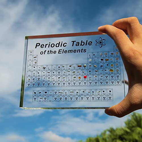 BEWITU Periodic Table with Real Elements Inside Acrylic 3D Periodic Table of Elements with Flannel Bag Chemistry Gifts for Kids Adults Teacher - Image 1