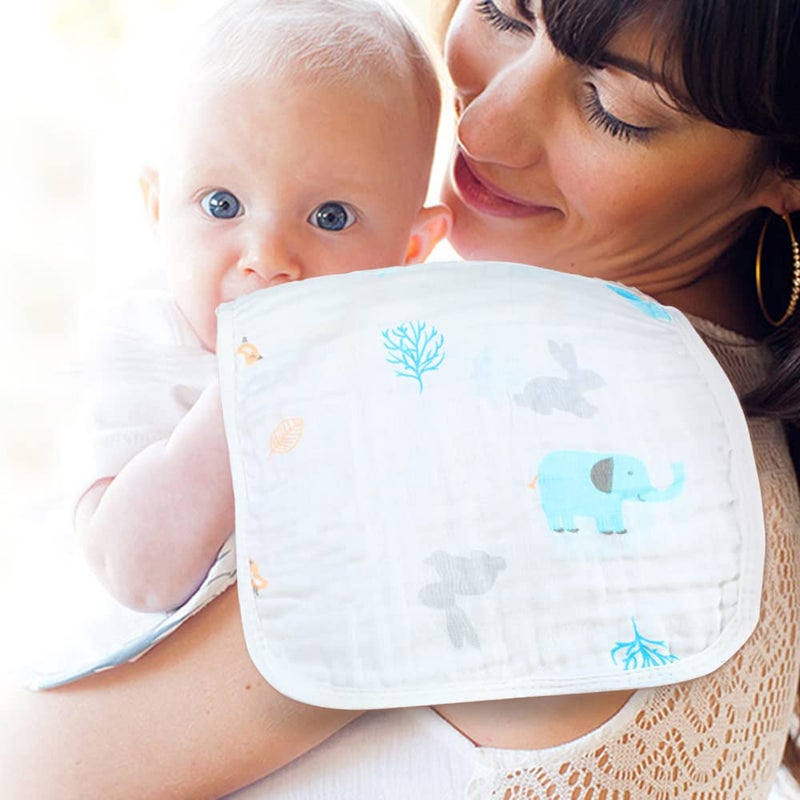 Yoofoss Muslin Burp Cloths for Baby 10 Pack 100% Cotton Baby Washcloths for Boys Girls Large 20''X10'' Super Soft and Absorbent Elephant - Image 3