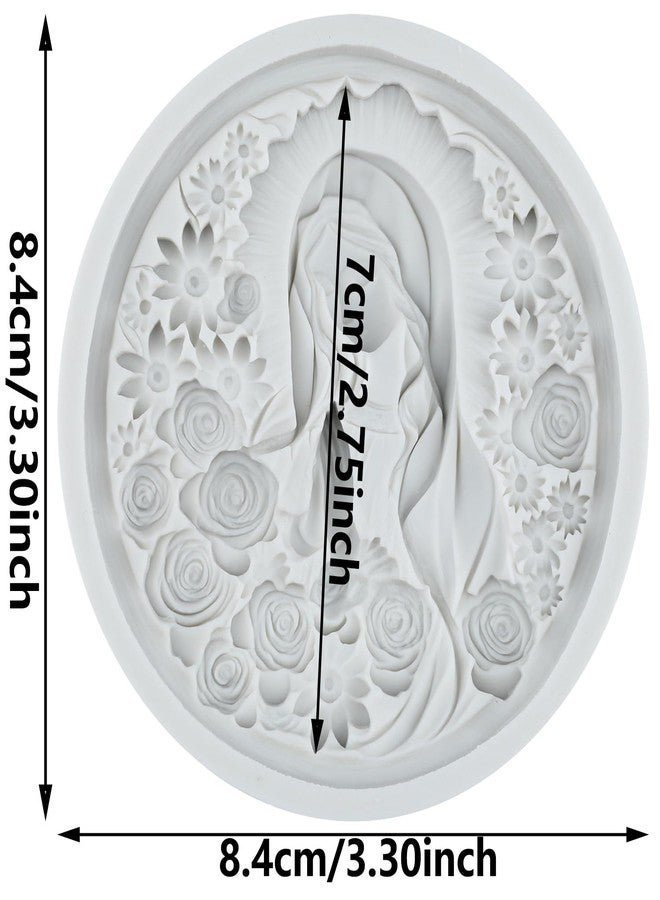 MYPRACS Religious Virgin Mary Silicone Mold Virgin Mary Cameo Photo Frame Fondant Molds For Cake Decoration Cupcake Topper Sugar Craft Candy Polymer Clay Chocolate Gum Paste - Image 2