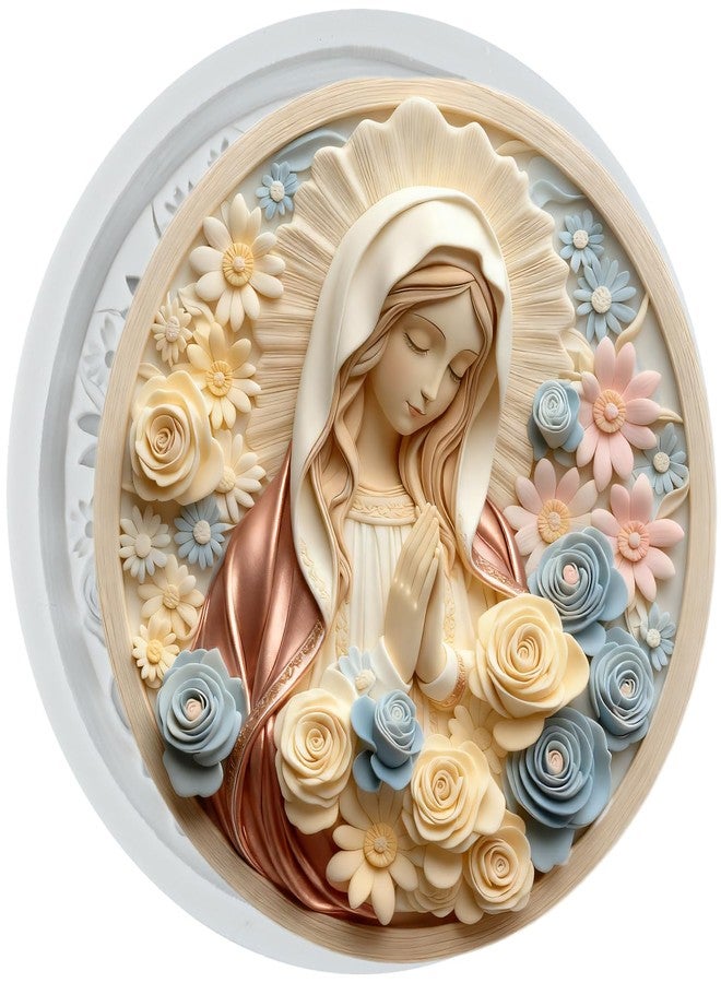 MYPRACS Religious Virgin Mary Silicone Mold Virgin Mary Cameo Photo Frame Fondant Molds For Cake Decoration Cupcake Topper Sugar Craft Candy Polymer Clay Chocolate Gum Paste - Image 1