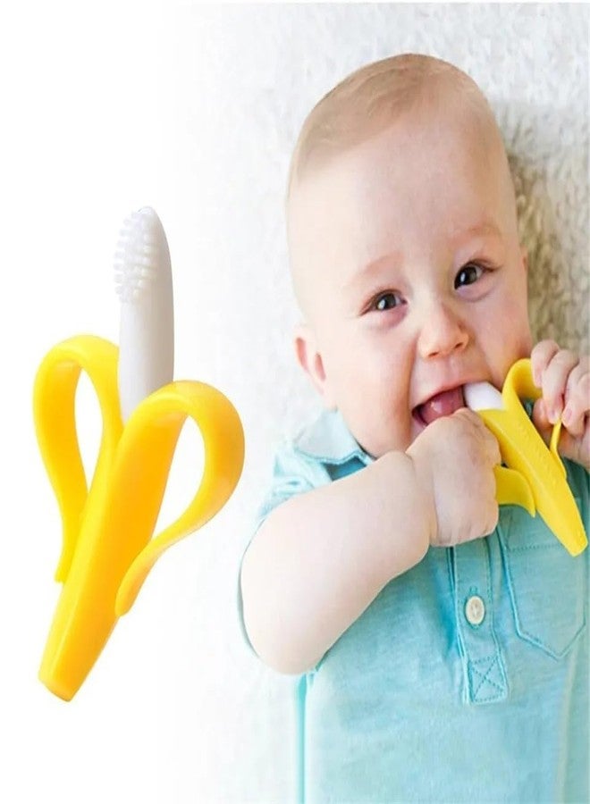 Roforuf Baby Banana Shape Teether 1pc & Orange Fruit Shape Teether 1pc for Newborn, Babies, Infant Toothbrush, Ergonomic Grip and Dust-Resistant (Pack of 2) (Banana & Orange) - Image 4