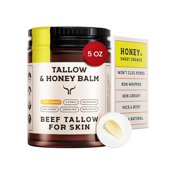 Beef Tallow for Skin - Tallow and Honey Balm For Face - Gift Ready - Tallow Face Moisturizer - Beef Tallow Moisturizer - Tallow Balm - Grass Fed Beef Tallow For Skin - Tallow Face Cream Lotion