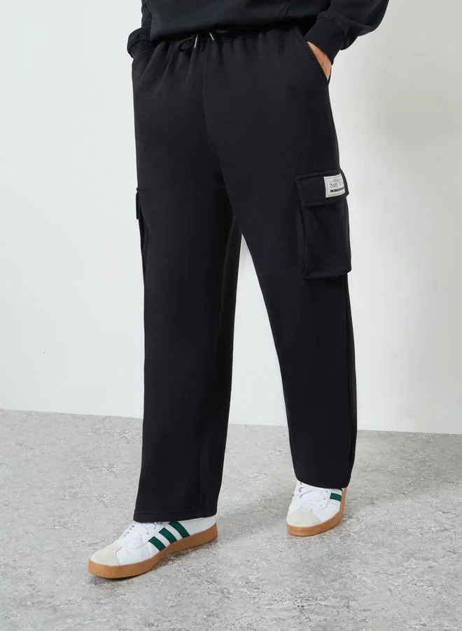 Styli Men Black Fleece Cargo Joggers