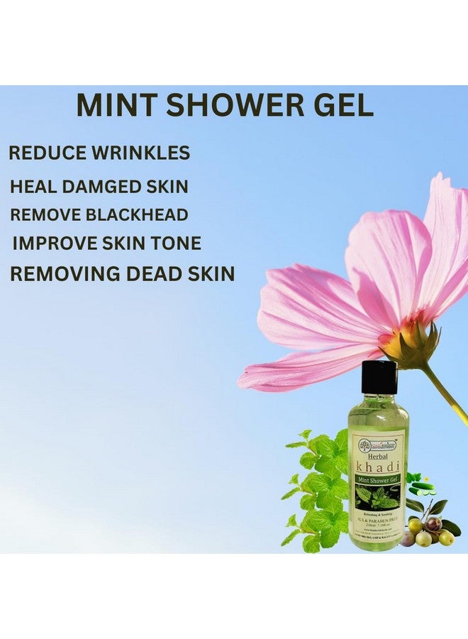 Khadi Rishikesh Herbal Mint Shower Gel For Improving Skin Tone,Reduce Wrinkles,Removing Blackhead,Dead Skin Cell-Women & Men-210Ml - Image 2