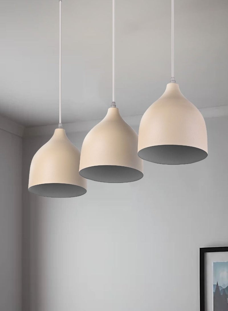 El Rawda Lighting Naomi Triple Ceiling Lamp | modern decorative LED E27 pendant light ceiling lamp hanging | suitable for any room | Color: Beige | Size: 70x70 cm - Image 2