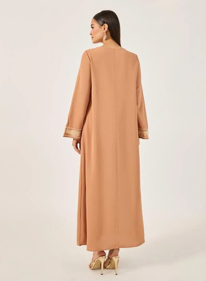 Styli Styli Embroidered Maxi Jalabiya Dress