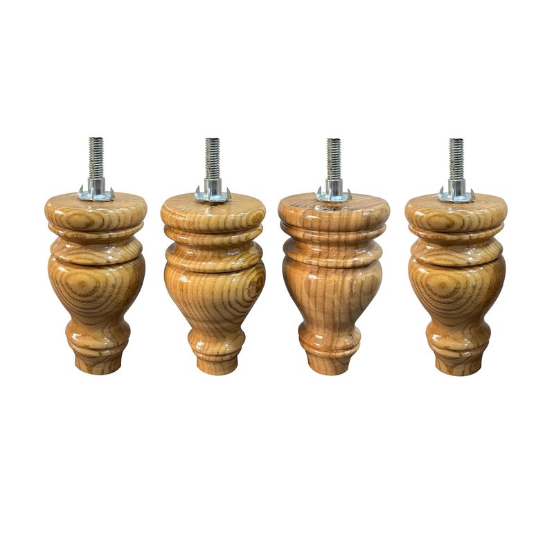 ASHOFY Handmade White Cedar Wooden Sofa Leg Cabinate Leg Chowki Leg Height 5 Inch Light Brown Color White Cedar Wood 1 - Image 1