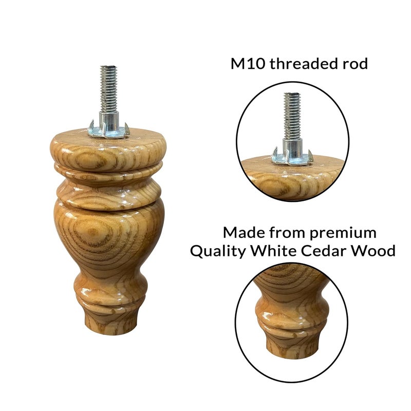 ASHOFY Handmade White Cedar Wooden Sofa Leg Cabinate Leg Chowki Leg Height 5 Inch Light Brown Color White Cedar Wood 1 - Image 3