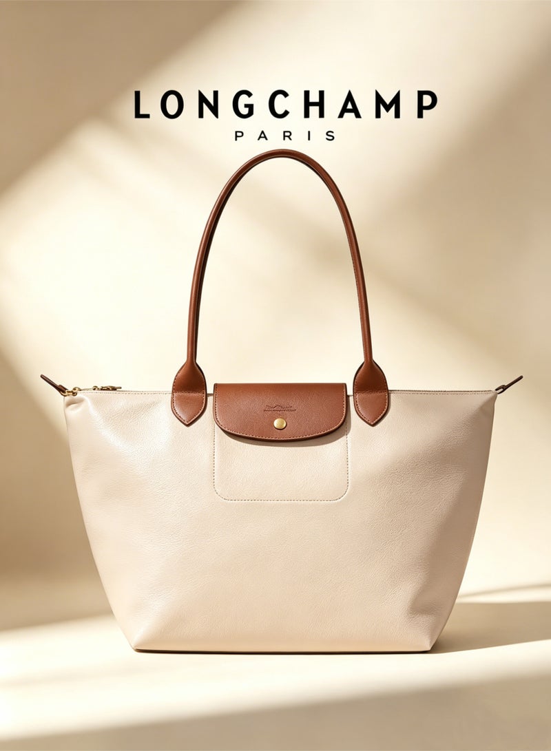 Longchamp Women's Classic Versatile Medium White Shoulder Shopping Handbag - Image 1