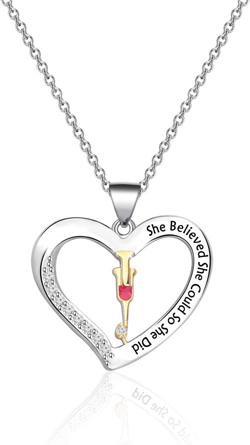 AKTAP Nurse Phlebotomist Necklace She Believed She Could Doctors Medical Nursing Jewelry Graduation Gifts for Medical Technologist - Image 1