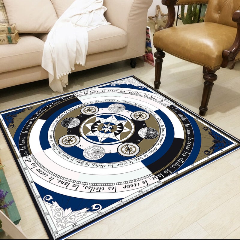 European Style Square Living Room Rug - Full-coverage Sofa Blanket, Washable and Customizable