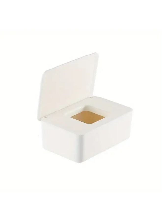 White Tissue Box With Sealed Cover Reusable Desktop Storage Container - Image 1