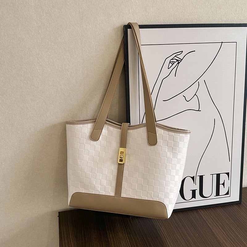 Western Style Texture Commuter Tote Bag 2023 New Large Capacity Casual Simple Fashion Women'S Bag Shoulder Handbag Bag - Image 2