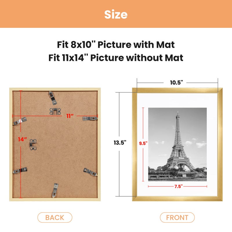 أبس سيمبلز upsimples 11x14 مجموعة إطار الصورة من 5 صور عرض 8x10 مع حصيرة أو 11x14 دون حائط معرض إطارات الصور الذهب - Image 3