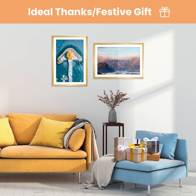 أبس سيمبلز upsimples 11x14 مجموعة إطار الصورة من 5 صور عرض 8x10 مع حصيرة أو 11x14 دون حائط معرض إطارات الصور الذهب - Image 5