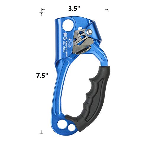 SZCQ SRT Climbing Equipment Hand Ascender Light Alloy Mountaineering Rock Ergonomic Rappelling Gear Handled Right asender Arborist Tree Climber Rigging (Blue,Right Hand) - Image 2