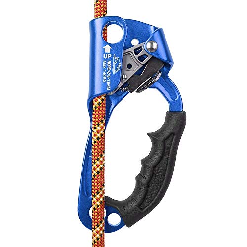SZCQ SRT Climbing Equipment Hand Ascender Light Alloy Mountaineering Rock Ergonomic Rappelling Gear Handled Right asender Arborist Tree Climber Rigging (Blue,Right Hand) - Image 1