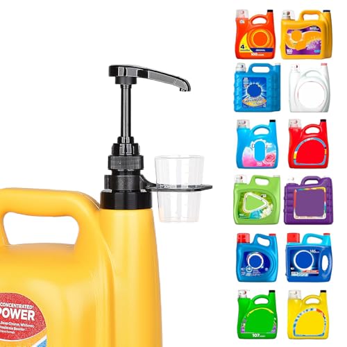 onsogi Vent Hole Pump for Liquid Laundry Detergent Bottle Dispenser Pump with Cup Holder and Measuring Cup, Ideal for Laundry Room Accessories Storage Organization, Made to Fit All, 1 Pack, Black - Image 1