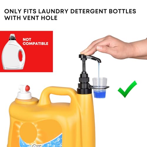 onsogi Vent Hole Pump for Liquid Laundry Detergent Bottle Dispenser Pump with Cup Holder and Measuring Cup, Ideal for Laundry Room Accessories Storage Organization, Made to Fit All, 1 Pack, Black - Image 3