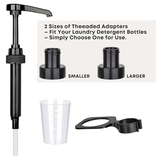 onsogi Vent Hole Pump for Liquid Laundry Detergent Bottle Dispenser Pump with Cup Holder and Measuring Cup, Ideal for Laundry Room Accessories Storage Organization, Made to Fit All, 1 Pack, Black - Image 4