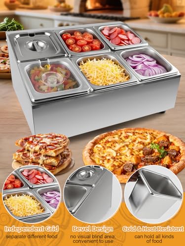 Lanstics Pizza Topping Station Pizza Storage Container Topping containers with Lids Spoon Condiment Organizers Buffet Containers Set for Restaurant Pizza Sauce Jam Fruit Ingredient Pantry (8 Pans) - Image 5