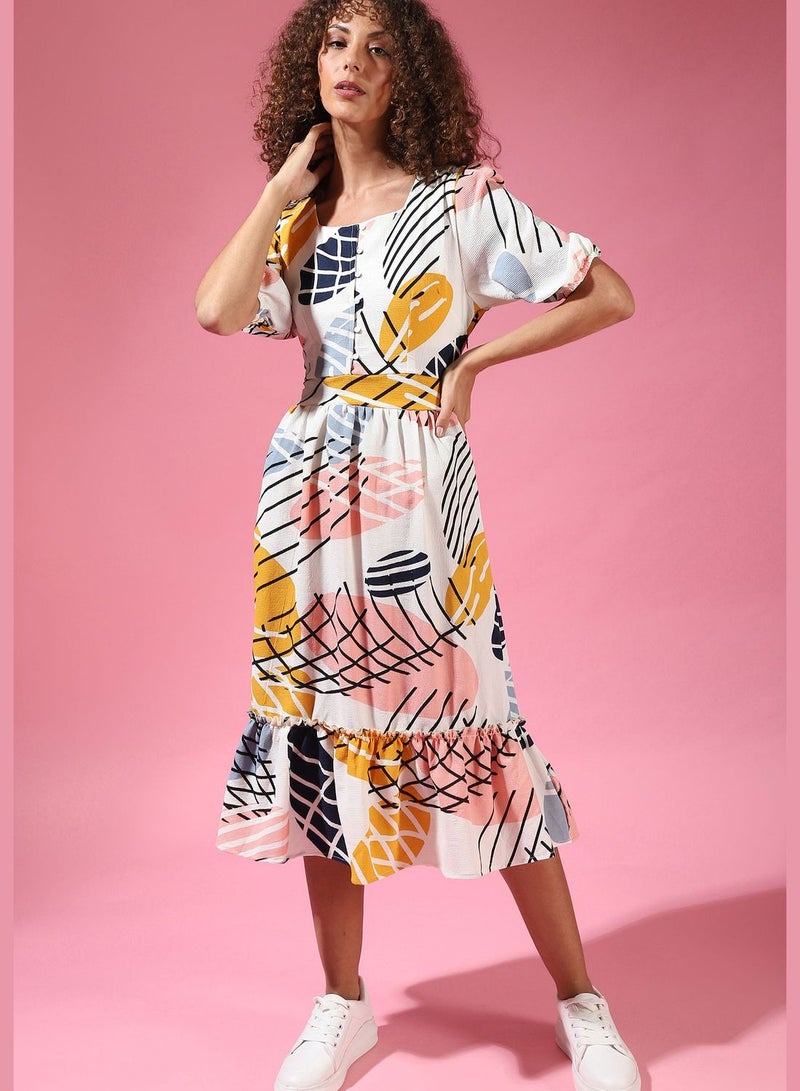 Campus Sutra Abstract Print Midi Dress  - Image 2