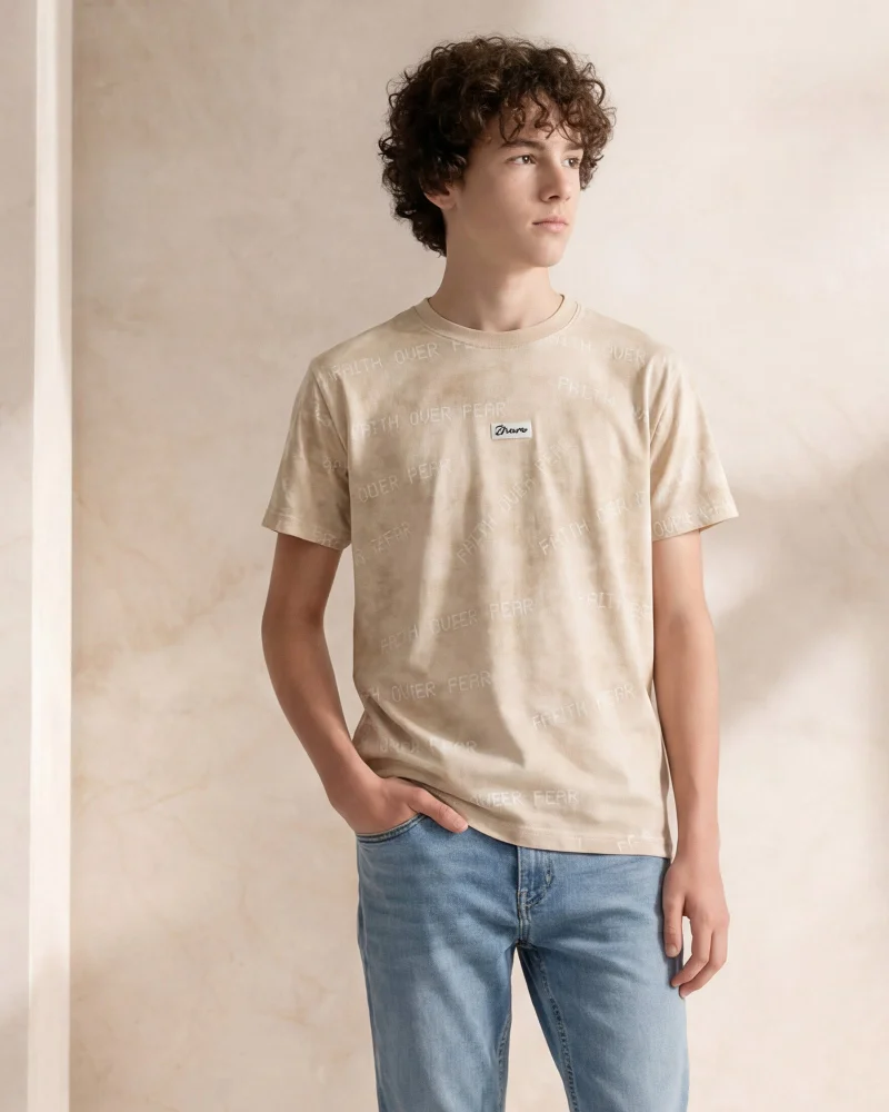 REDTAG Boys Beige Printed T-Shirt