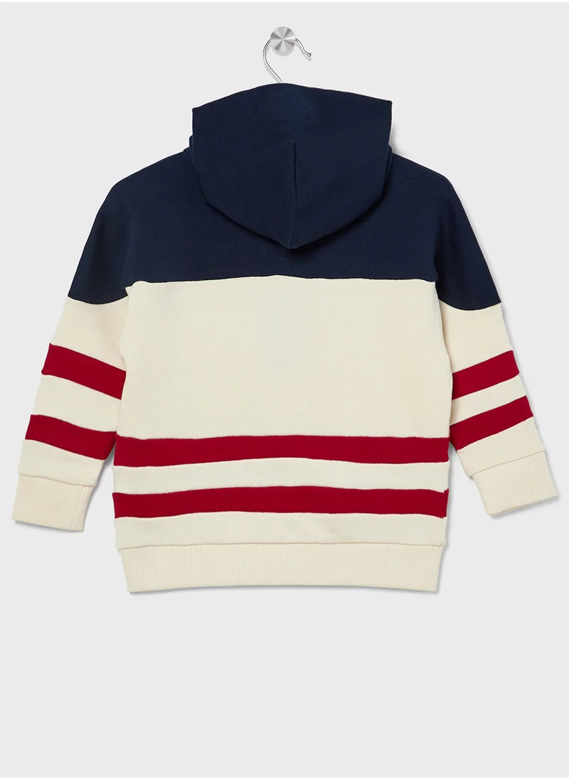 TOMMY HILFIGER Kids Monotype Strip Colourblock Hoodie