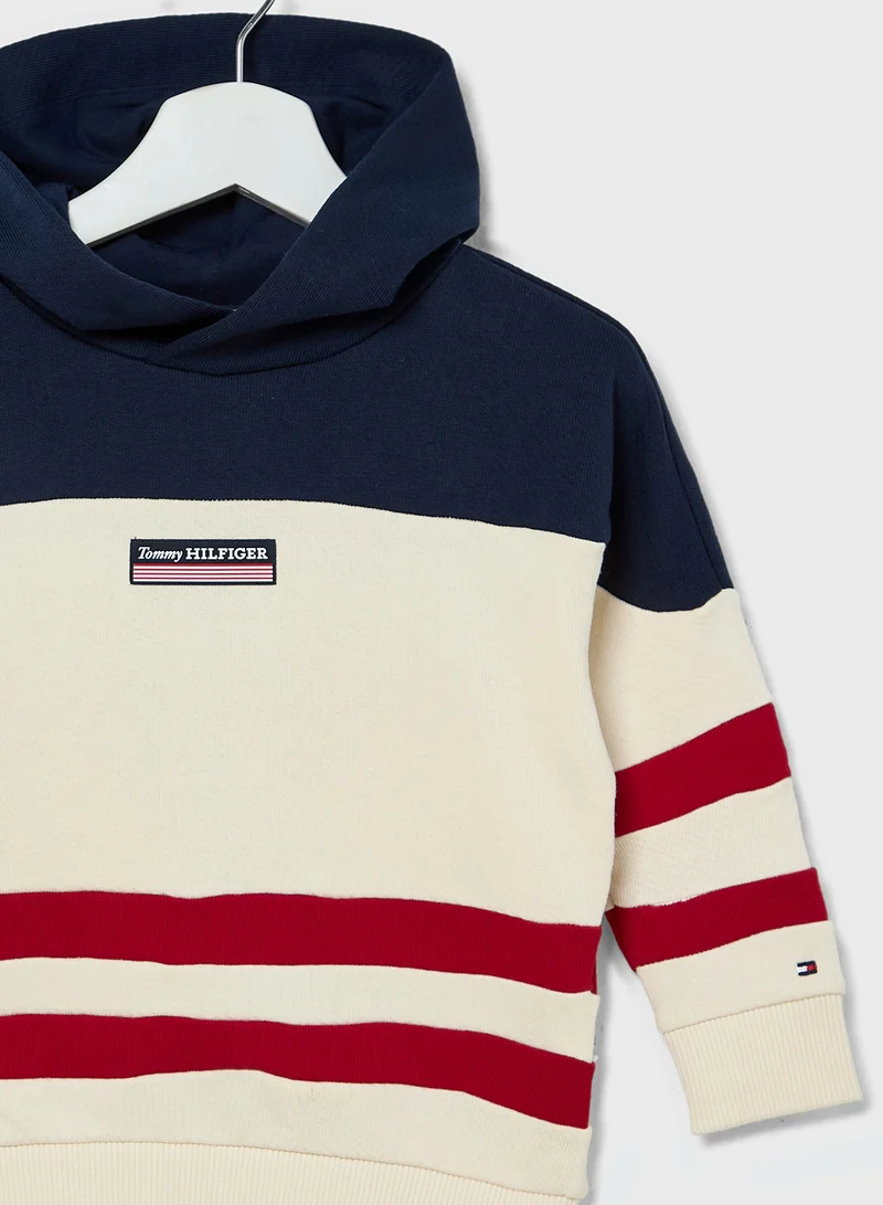 TOMMY HILFIGER Kids Monotype Strip Colourblock Hoodie