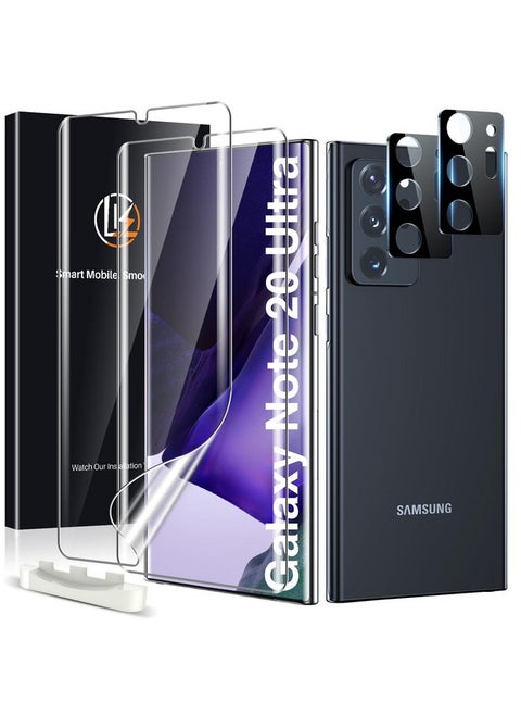 For Samsung Galaxy Note 20 Ultra Screen Protector 2 Pack Tpu Film [Not Glass] With 2 Pack Camera Lens Protector Bubble Free[Fingerprint Reader] Screen Protector For Note 20 Ultra Case Friendly