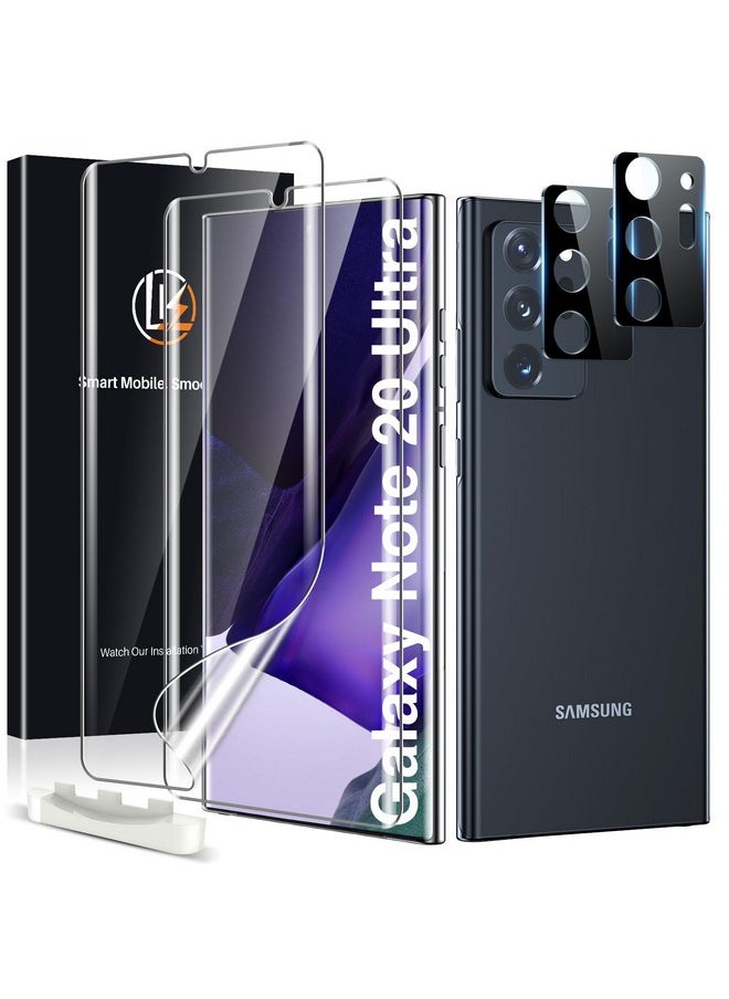 LK For Samsung Galaxy Note 20 Ultra Screen Protector 2 Pack Tpu Film [Not Glass] With 2 Pack Camera Lens Protector Bubble Free[Fingerprint Reader] Screen Protector For Note 20 Ultra Case Friendly  - Image 1