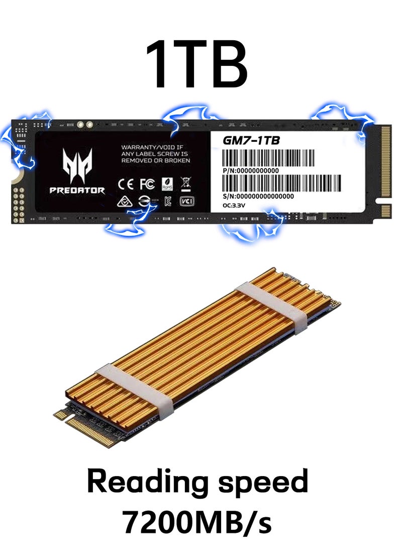 Predator 1TB 7200MB/s SSD PCIe NVMe Gen4 M.2 2280, Internal Solid State Drives, Compatible with PS5, Desktop computer, Laptop, Including Heatsink, Disassembly Tools and Installation Instructions - Image 1