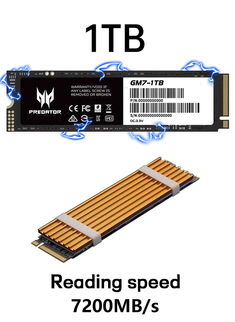 بريداتور - 1 تيرابايت 7200 ميجابايت / ثانية SSD PCIe NVMe Gen4 M.2 2280 ، محركات أقراص صلبة داخلية ، متوافقة مع PS5 ، كمبيوتر مكتبي ، كمبيوتر محمول ، بما في ذلك غرفة التبريد وأدوات التفكيك وتعليمات التثبيت - Image 1