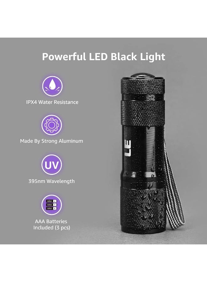 Lepro UV Flashlight, Black Light UV Torch, 9 LED 395nm UV Light, Blacklight Detector for Pet Urine, Stain, Bed Bugs, Scorpion and More, Ultraviolet Flashlight Mini, 3 AAA Batteries Included - Image 4