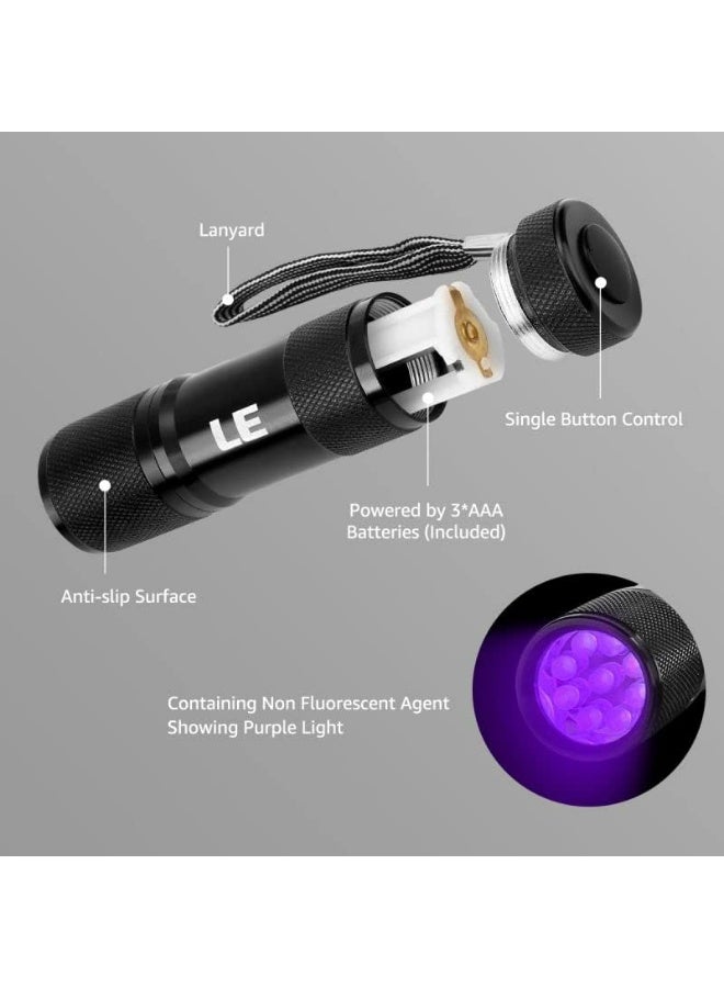 Lepro UV Flashlight, Black Light UV Torch, 9 LED 395nm UV Light, Blacklight Detector for Pet Urine, Stain, Bed Bugs, Scorpion and More, Ultraviolet Flashlight Mini, 3 AAA Batteries Included - Image 3