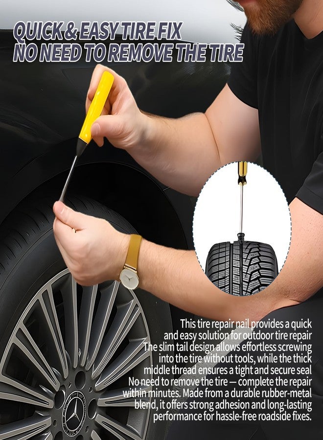 Creztail 41 Pcs Tire Repair Nail Set, Vacuum Tire Mending Nail & Screwdriver Tool, Self-Tapping Tire Screws with Rubber Seal, Tire Screw Plug Repair Kit for Car, Motorcycle, Jeep, Tire Puncture Repair - Image 5