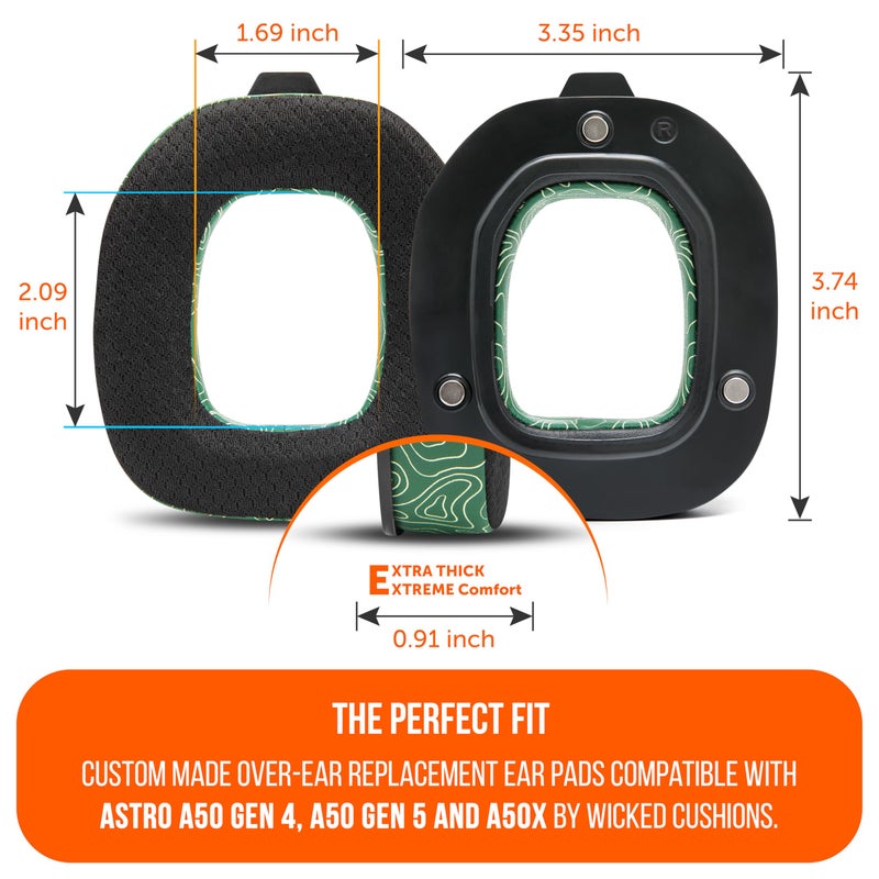 WC Mod Kit A50 - Cooling Gel Earpads + Headband Replacement for Astro A50 Gen 4, Gen 5 & A50X by Wicked Cushions | Enhanced Comfort, Cooling & Durability | Emerald Tide - Image 5