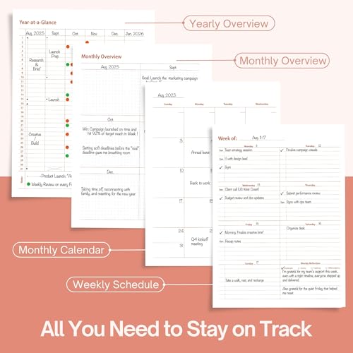 Pinkify It Undated Weekly Planner, 8.5" x 11", Dashboard Layout with Yearly Review, Monthly Calendars, & Weekly To Do List, Spiral Bound Organizer for Work, Study & Life (Blush White) - Image 3