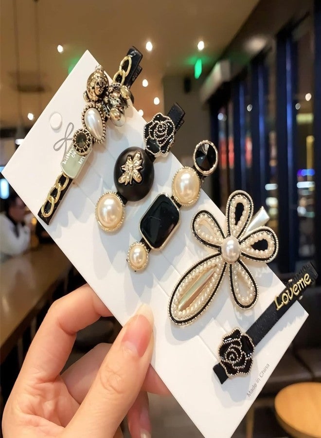 S SMITEX Smitex Korean Fashion Style Pearl Rhinestone Metal Hair Clips Hair Pin Stylish Hair Accessories Jewellery For Women's And Girls (Pack Of 11), Black And White - Image 3